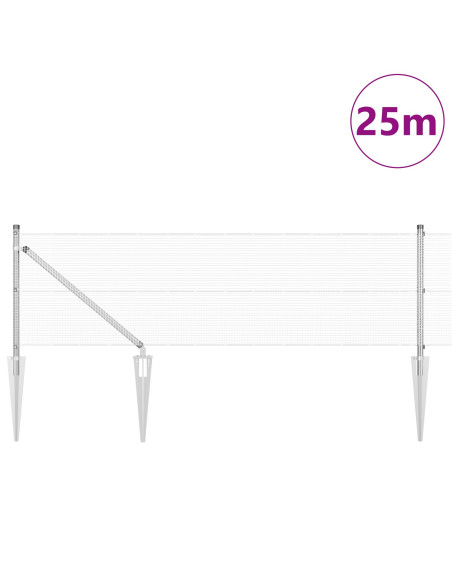 Set di Pali per Recinzione  Set di 2 Acciaio zincato 25 x 0.5 m