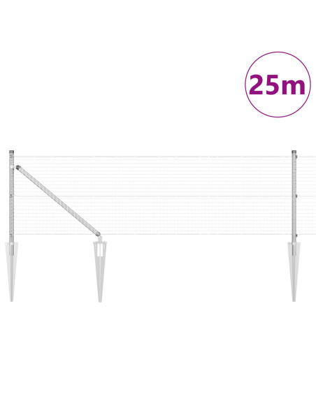 Set di pali da recinzione  Set di 2 Acciaio zincato 25 x 0,5 m