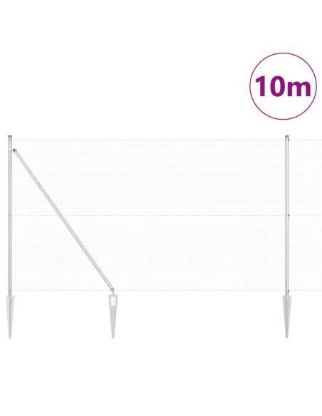 Palo della recinzione Argento 10 x 1,6 m (rete 25 x 25 mm)