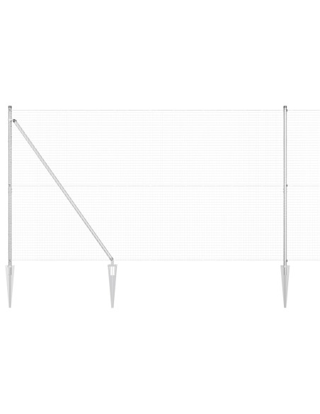 Recinzione in Filo Saldato  con 7 Picchetti a Punta 1.6x10 m Acciaio Zincato