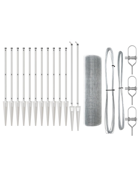 Palo della recinzione Argento 25 x 0,4 m (rete 16 x 16 mm)