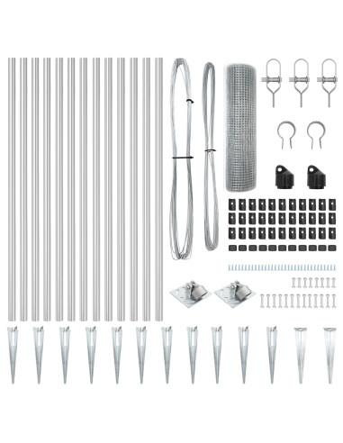 Palo della recinzione Argento 25 x 0,5 m (rete 12 x 12 mm)