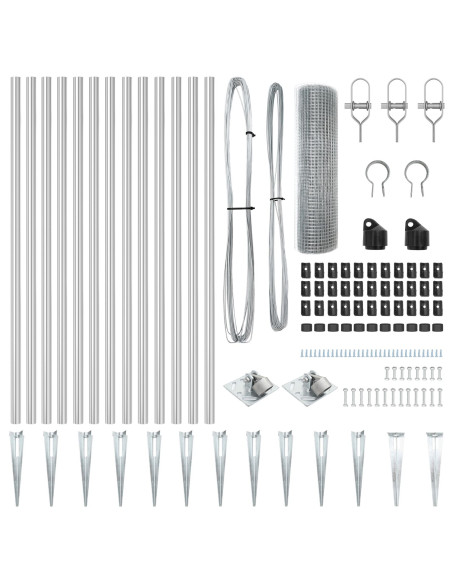 Palo della recinzione Argento 25 x 0,5 m (rete 12 x 12 mm)