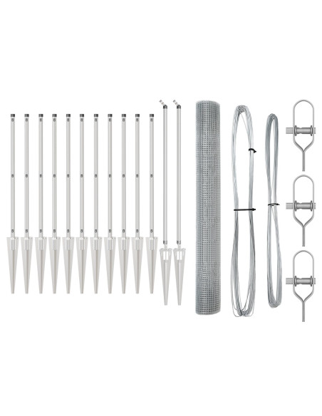 Recinzione in Filo Saldato  con 13 Picchetti da 1.4x25 m in Acciaio Galvanizzato