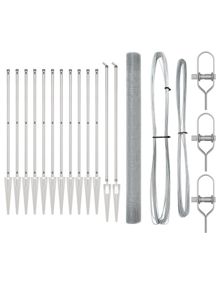 Palo della recinzione Argento Rete 25 x 1,5 m (rete 16 x 16 mm)