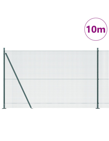 Recinzione in Filo Saldato  con 7 Posti Flangiati Verde 1.6x10 m Acciaio