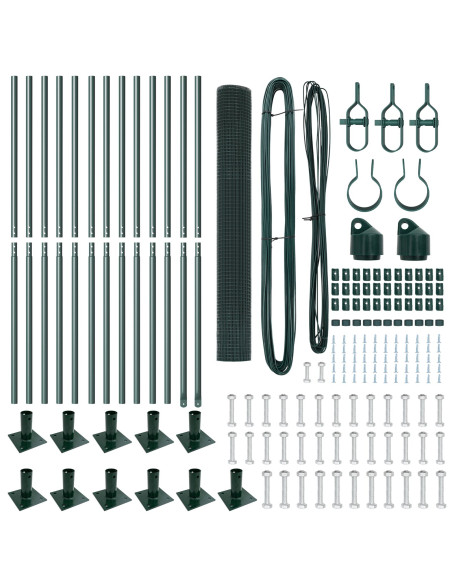 Set di Pali per Recinzione Verde Set di 2 Verde Metallo 25 x 1 m