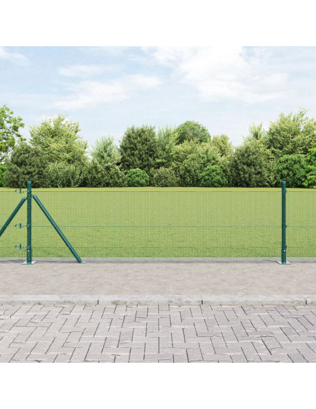 Recinzione in Filo Saldo  con 13 Pali Flangiati Verde 0.4x25 m Acciaio