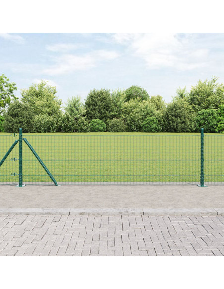 Recinto in rete saldata  con 13 pali flangiati Verde 0.4x25 m Acciaio