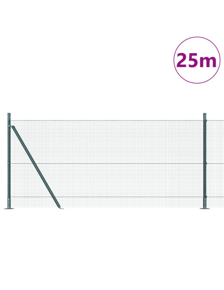 Set di Pali per Recinzione  Set di 2 Verde Acciaio, PVC 25 x 1 m