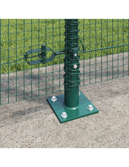 Recinzione in Rete Saldato  con 13 Pali Flangiati Verde 1.2x50 m Acciaio