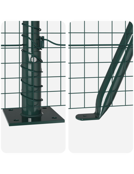 Recinzione in Rete Saldato  con 13 Pali Flangiati Verde 1x50 m Acciaio