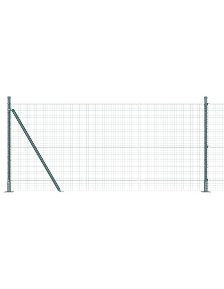 Recinzione in Rete Saldato  con 13 Pali Flangiati Verde 1x50 m Acciaio