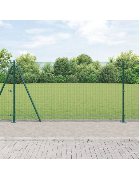 Recinzione in filo saldato  con 13 pali flangiati Verde 1,2x50 m Acciaio