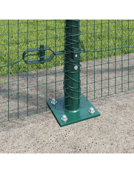 Recinzione in Rete Saldata  con 13 Pali Flangiati Verde 1.4x50 m Acciaio