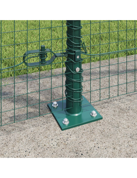 Recinzione in Filo Saldato  con 13 Pali Flangiati Verde 1.4x50 m Acciaio