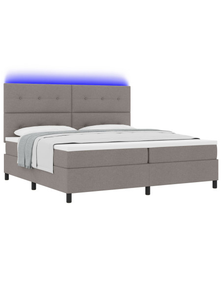 Letto a Box Spring  con Materasso & LED Taupe 200x200 cm Tessuto