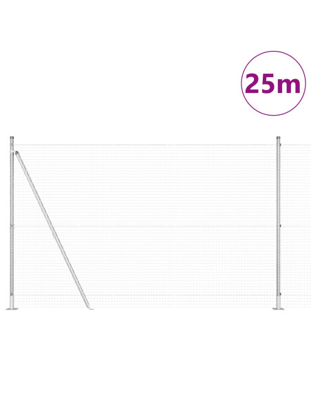 Recinzione in Rete Saldata  con 13 Alberi Flangiati 1.6x25 m Acciaio Zincato