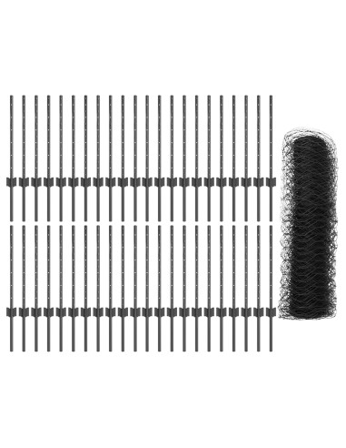 Recinzione con Posto Grigio 0,6 x 100 m Acciaio e PVC