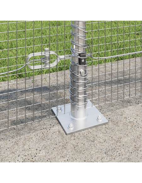 Recinzione in Rete Saldata  con 13 Pali Flangiati 0.8x50 m Acciaio Zincato