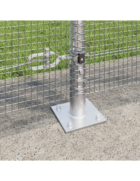 Recinzione in rete saldata  con 13 pali flangiati 1,2x50 m Acciaio zincato