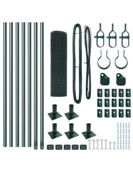 Set Pali Recinzione Metallo  Set di 2 Verde Metallo 10 m