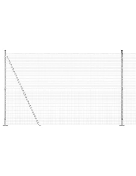 Recinzione in Rete Saldato  con 13 Pali Flangiati 1,5x50 m Acciaio Galvanizzato