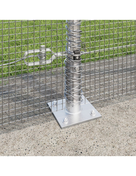 Recinzione in Rete Saldato  con 13 Pali Flangiati 1,5x50 m Acciaio Galvanizzato