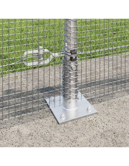 Recinzione in rete saldata  con 13 pali flangiati 0.4x100 m Acciaio Galvanizzato