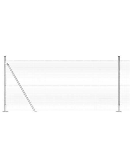 Recinzione in Rete Saldato  con 13 Pali a Flangia 1x100 m Acciaio Zincato
