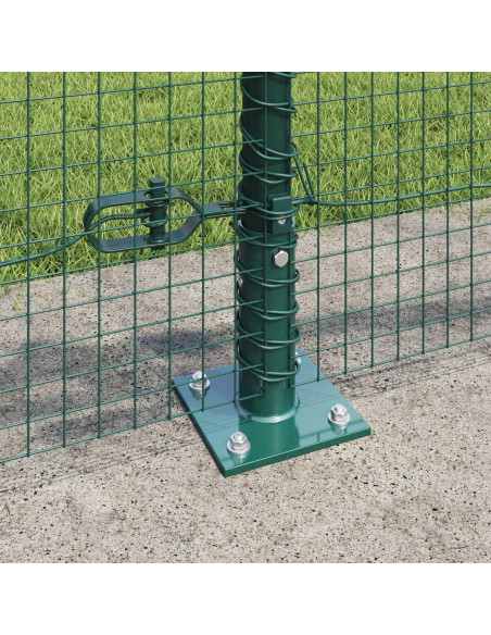 Recinzione in Rete Saldato  con 7 Pali Flangiati Verde 0,6x10 m Acciaio