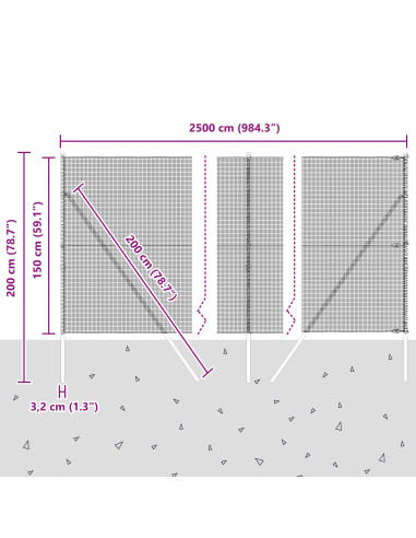 Palo della recinzione Grigio 25 x 1,5 m (12 x 12 mm mesh)