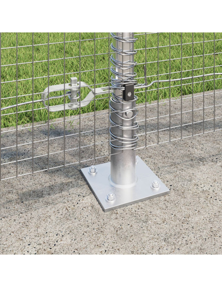 Recinzione in Rete Saldato  con 7 Pali Flangiati 1.2x10 m Acciaio Galvanizzato