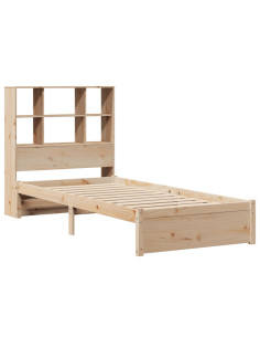 Letto Libreria senza Materasso 90x200 cm Legno Massello Pino 2