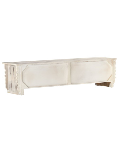 Mobile Porta TV Bianco 140x30x35 cm in Legno Massello di Mango
