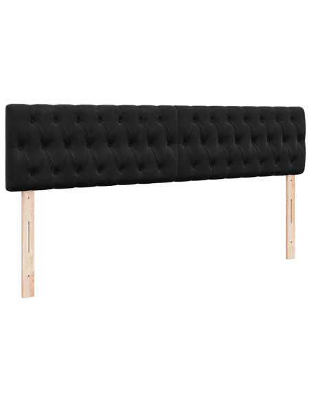 Struttura Letto Pouf con Materasso Nero 160x200 cm in Velluto