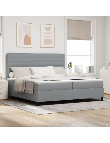 Letto a molle con materasso Grigio chiaro 200 x 200 cm Tessuto