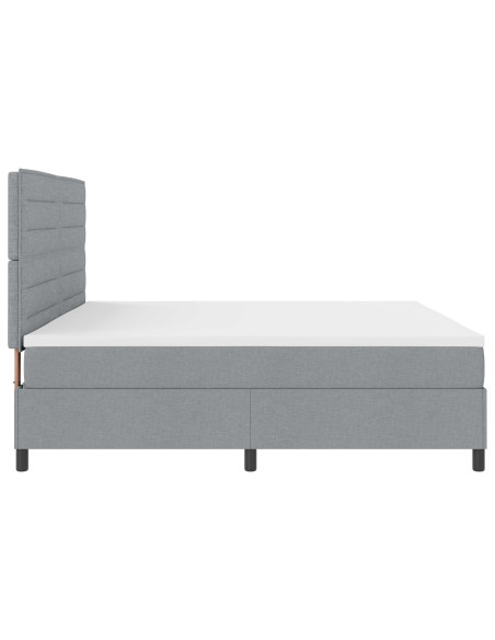 Letto con Box Spring  con Materasso & Luce LED Grigio 200x200 cm Tessuto
