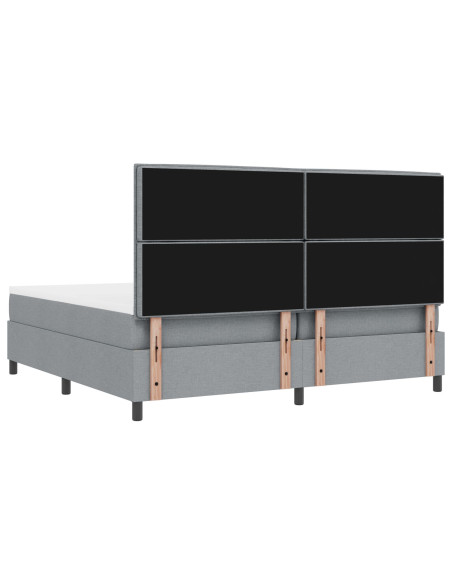 Letto con Box Spring  con Materasso & Luce LED Grigio 200x200 cm Tessuto