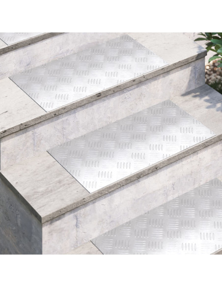 Gradini per Scale 4 pcs Argento 60 x 30 cm Alluminio