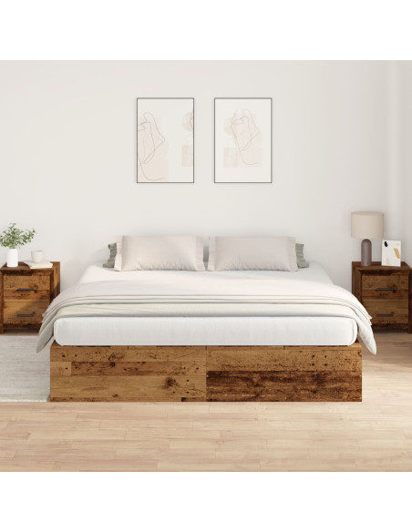 Struttura letto con contenitore in legno vecchio 200x200 cm
