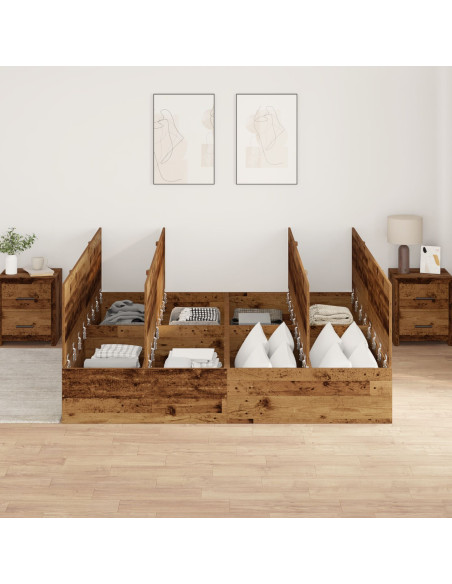Struttura letto con contenitore in legno vecchio 200x200 cm