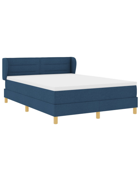 Letto Box Spring con Materasso Blu, 140x190 cm, Tessuto