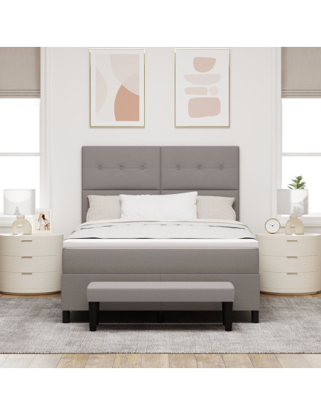 Struttura Letto  con Materasso Set di 2 Grigio Tessuto