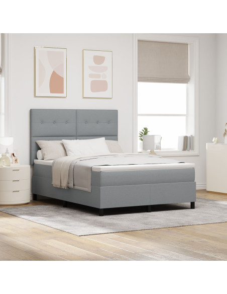 Letto a molle con materasso Grigio chiaro 140 x 190 cm Tessuto