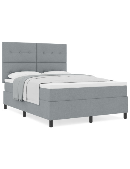 Struttura Letto  con Materasso Grigio Chiaro Tessuto 140 x 200 cm