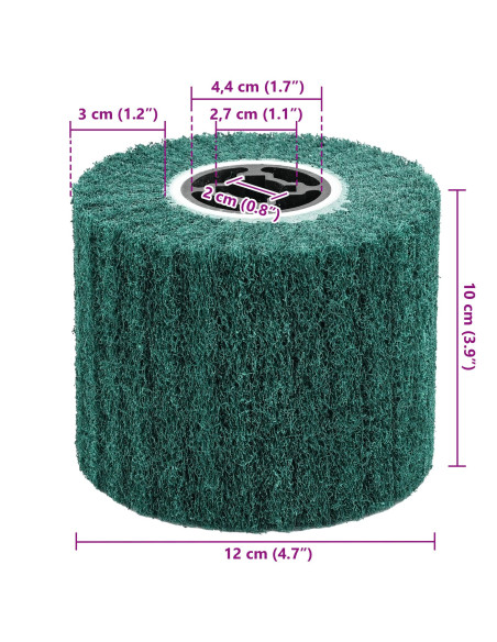 Rulli di levigatura 3 pz 180 Grit Fibra sintetica
