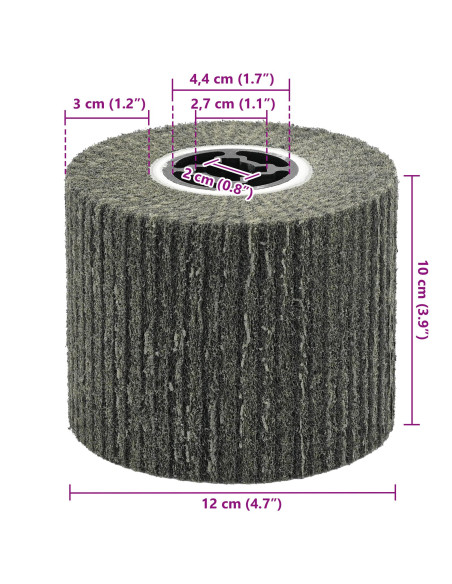 Rulli Abrasivi 3 pcs Nero 12 x 12 x 10 cm Fibre sintetiche