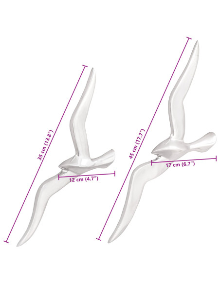Gabbiano 2 pcs Argento Alluminio