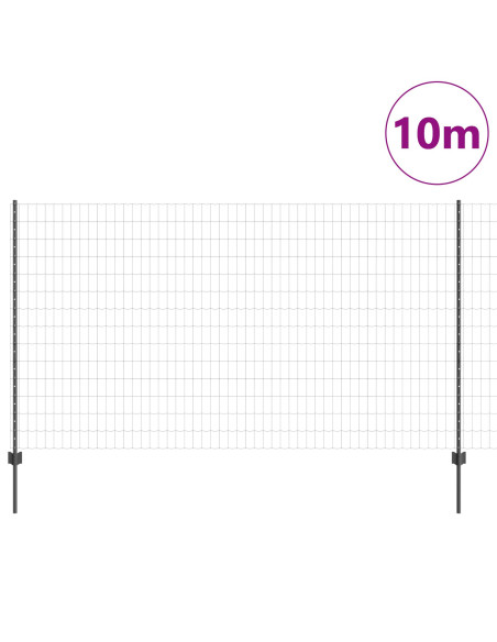 Recinzione con Posto Grigio 1,4 x 10 m Acciaio e PVC